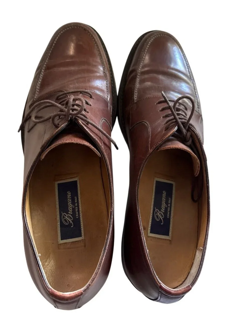 Bragano Mens Leather Brown Dress Shoes Made In Italy Size 11 M